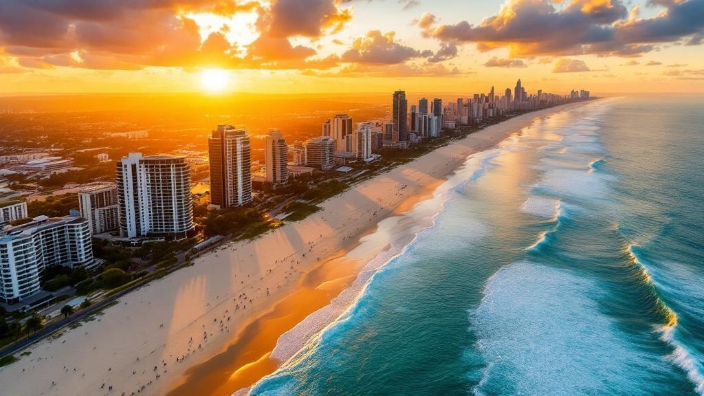 Broadbeach Gold Coast beach aerial view